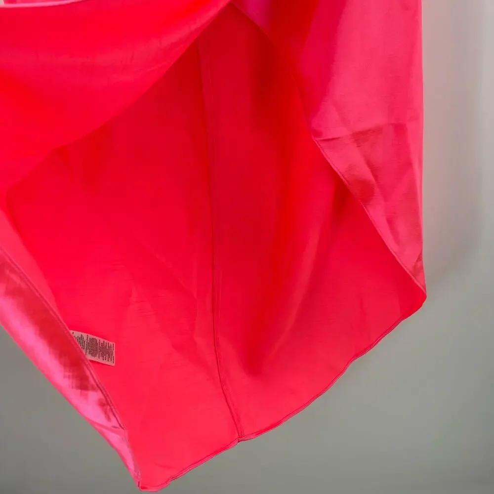 FRENCH CONNECTION Dress Size 6 Adaline Satin One Shoulder Midi Neon Pink NWT